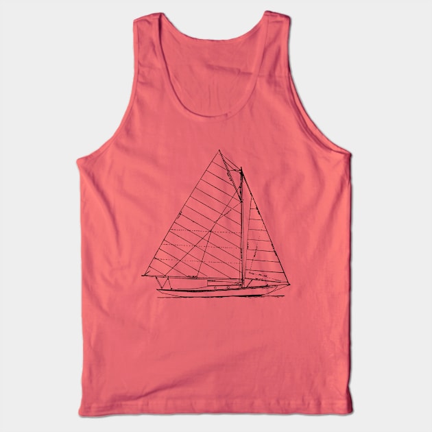 Sailboat Nautical Design Sketch - Sailing Tank Top by Dibble Dabble Designs